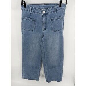 NWT $88 JASON WU LIGHT WASH WIDE LEG JEANS PATCH POCKET SIZE 6 COTTON BLEND